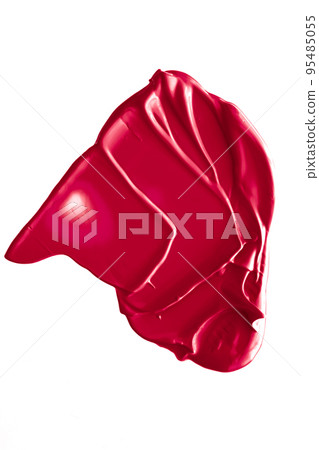 Red beauty swatch, skincare and makeup cosmetic product sample texture isolated on white background, make-up smudge, cream cosmetics smear or paint brush stroke closeup Red beauty swatch, skincare and makeup cosmetic product sample texture isolated on white background, make-up smudge, cream cosmetics smear or paint brush stroke closeup 95485055