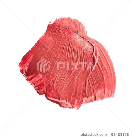 Pastel coral beauty swatch, skincare and makeup cosmetic product sample texture isolated on white background, make-up smudge, cream cosmetics smear or paint brush stroke closeup Pastel coral beauty swatch, skincare and makeup cosmetic product sample texture isolated on white background, make-up smudge, cream cosmetics smear or paint brush stroke closeup 95485168