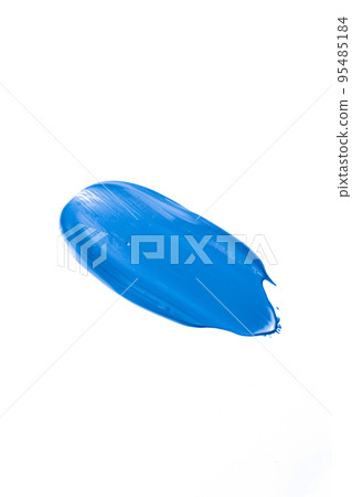 Blue beauty swatch, skincare and makeup cosmetic product sample texture isolated on white background, make-up smudge, cream cosmetics smear or paint brush stroke closeup 95485184
