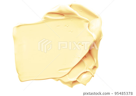 Pastel orange beauty swatch, skincare and makeup cosmetic product sample texture isolated on white background, make-up smudge, cream cosmetics smear or paint brush stroke closeup 95485378