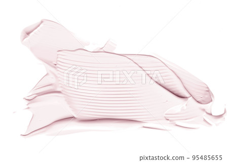 Pastel beauty swatch, skincare and makeup cosmetic product sample texture isolated on white background, make-up smudge, cream cosmetics smear or paint brush stroke closeup 95485655