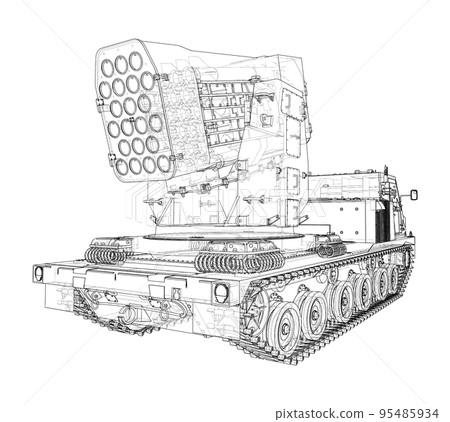Military track missle system. Vector 95485934