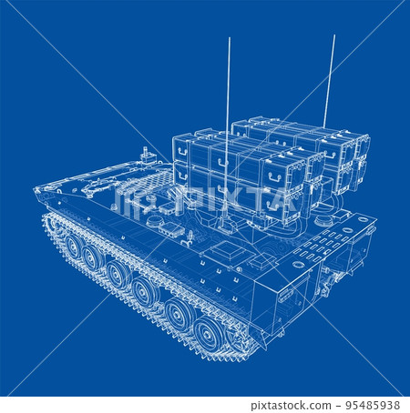 Military track missle system. Vector 95485938