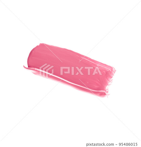 Pastel pink beauty swatch, skincare and makeup cosmetic product sample texture isolated on white background, make-up smudge, cream cosmetics smear or paint brush stroke closeup 95486015