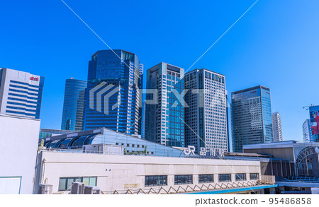 Tokyo cityscape in Japan October. Overlooking Shinagawa Station and office buildings = October 20 95486858