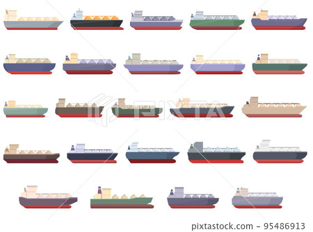Gas carrier ship icons set cartoon vector. Gas energy. Marine truck 95486913