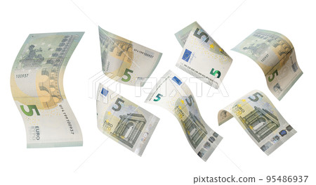 Five euro bill banknote isolated on white background. 95486937