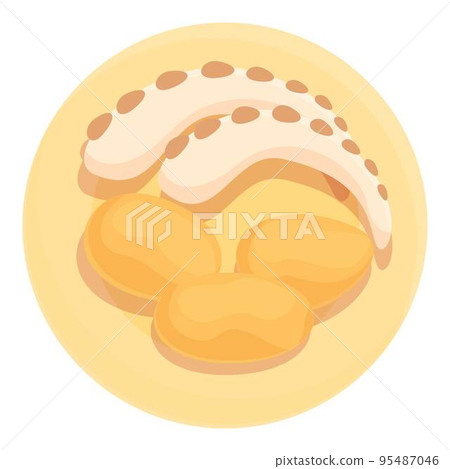 Sea food icon cartoon vector. Portugal cuisine. Fried meal 95487046