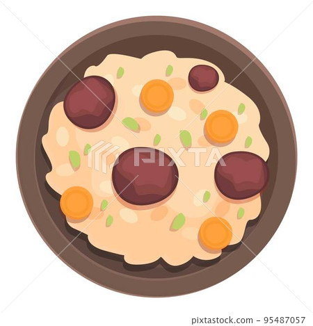 Rice vegan food icon cartoon vector. Portugal cuisine. Cod lisbon Rice vegan food icon cartoon vector. Portugal cuisine. Cod lisbon 95487057