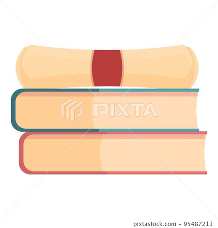 Book stack diploma icon cartoon vector. Award certificate. Gift border 95487211