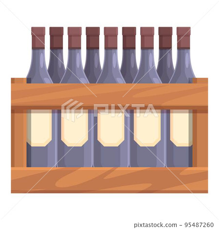 Wine bottle box icon cartoon vector. Cellar winery. Shop vine 95487260