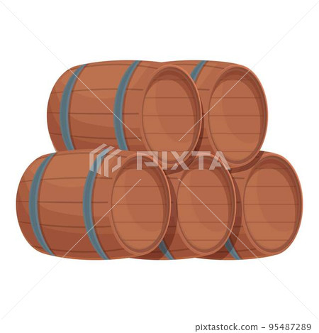Barrel stack icon cartoon vector. Drink bar. Winery cellar 95487289