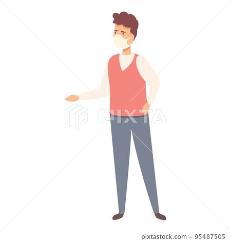 Teacher in mask icon cartoon vector. Child in mask. Distance lunch Teacher in mask icon cartoon vector. Child in mask. Distance lunch 95487505