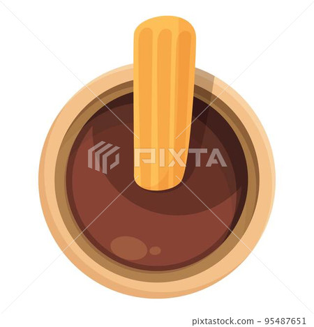Chocolate liquid churro icon cartoon vector. Spanish food. Cake spain Chocolate liquid churro icon cartoon vector. Spanish food. Cake spain 95487651