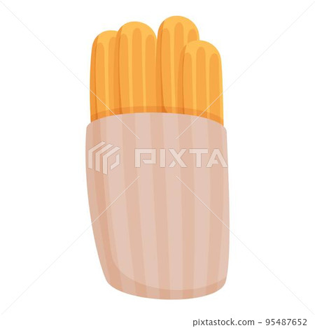 Food churro icon cartoon vector. Chocolate pastry. Menu box Food churro icon cartoon vector. Chocolate pastry. Menu box 95487652