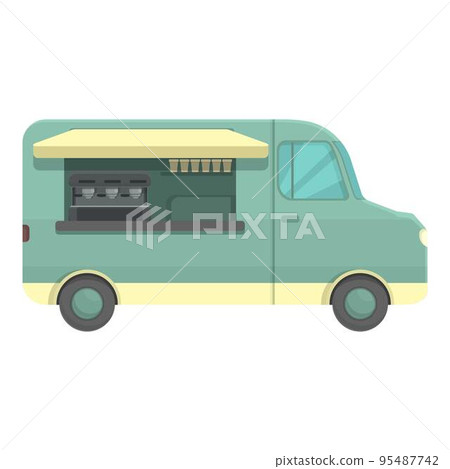 Coffee truck icon cartoon vector. Street market. Small shop Coffee truck icon cartoon vector. Street market. Small shop 95487742