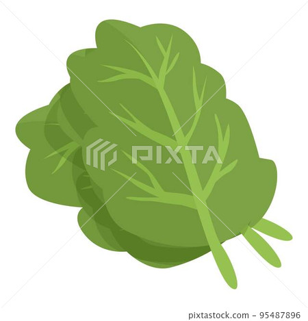 Green salad leaf icon cartoon vector. Vegetable food. Spinach plant Green salad leaf icon cartoon vector. Vegetable food. Spinach plant 95487896