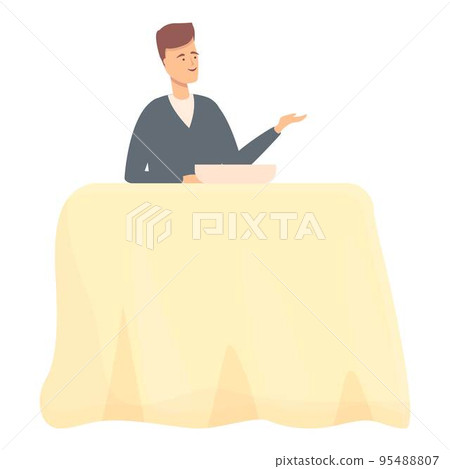 Food critic character icon cartoon vector. Drink review. Certificate cooking Food critic character icon cartoon vector. Drink review. Certificate cooking 95488807