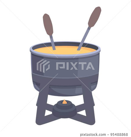 Fondue fork pot icon cartoon vector. Cheese food. Cooking dinner 95488868