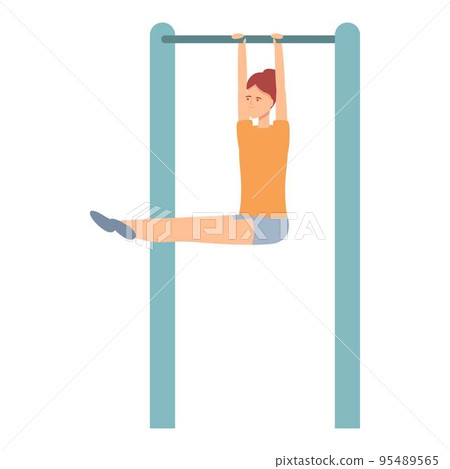 Girl on horizontal bar icon cartoon vector. Street workout. Gym training Girl on horizontal bar icon cartoon vector. Street workout. Gym training 95489565