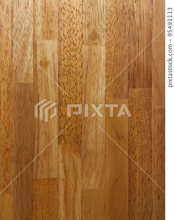 Vertical background image of a brown grained laminated beech plank surface 95491113