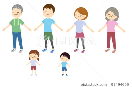 family taking a deep breath 95494669