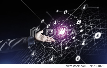 Presenting modern wireless technologies as means of communucation and networking on dark background Presenting modern wireless technologies as means of communucation and networking on dark background 95494876