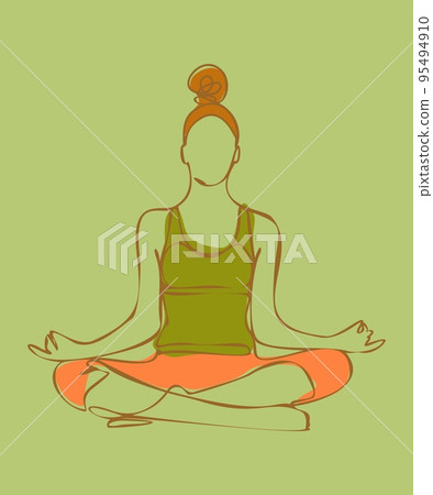 Woman doing exercise in yoga pose. Vector silhouette illustration 95494910