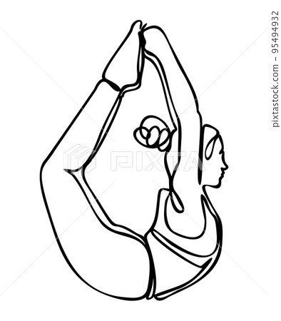 Continuous line drawing. Woman doing exercise in yoga pose. Vector Illustration Continuous line drawing. Woman doing exercise in yoga pose. Vector Illustration 95494932