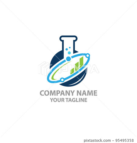 Business or market Labs Stats Logo Design Template combining lab bottle and statistic up trend 95495358