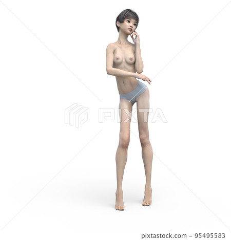 Posing woman nude perming3DCG illustration material 95495583