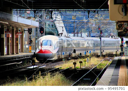 Akita Shinkansen "Komachi" arriving at Akita Station Akita Shinkansen "Komachi" arriving at Akita Station 95495701