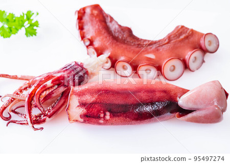 boiled squid and octopus 95497274
