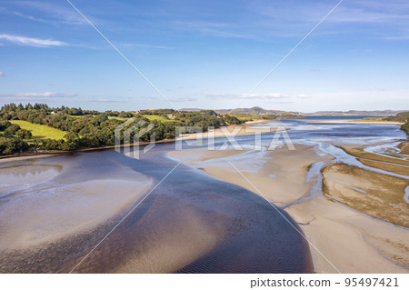 Aerial view of the Ards Forest Park in County Donegal, Ireland 95497421