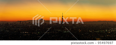 Tokyo cityscape and evening view of Tokyo Sky Tree Tokyo cityscape and evening view of Tokyo Sky Tree 95497697