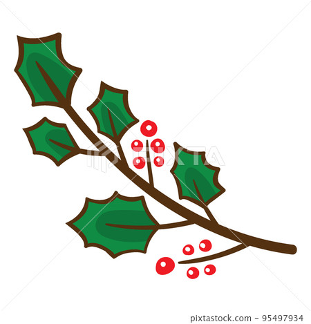 Christmas holly leaves with red berries 95497934