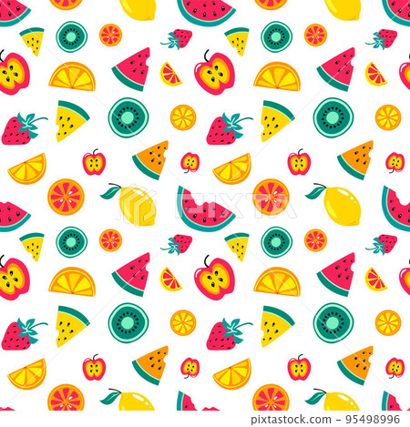 Summer bright tropical fruits seamless pattern Summer bright tropical fruits seamless pattern 95498996