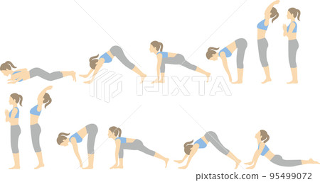 yoga pose set color 95499072