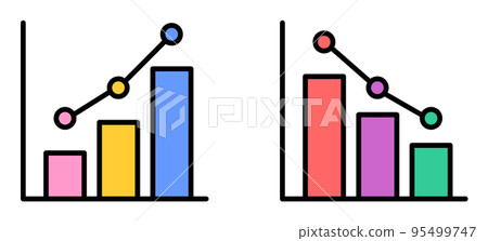 Illustration that displays the data of increase and decrease in a bar graph 95499747