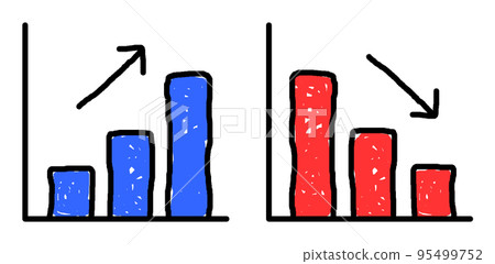 在條形圖中顯示增加和減少數據的插圖 95499752