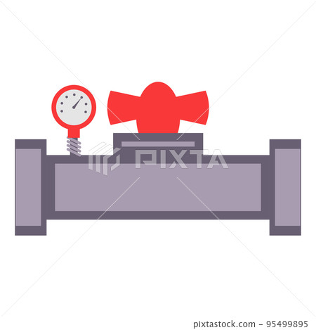 Metal pipe. Icon for pipeline and water tube construction. Industrial pipe for water or gas. Factory element connection equipment with flange. Part canalization vector illustration Metal pipe. Icon for pipeline and water tube construction. Industrial pipe for water or gas. Factory element connection equipment with flange. Part canalization vector illustration 95499895