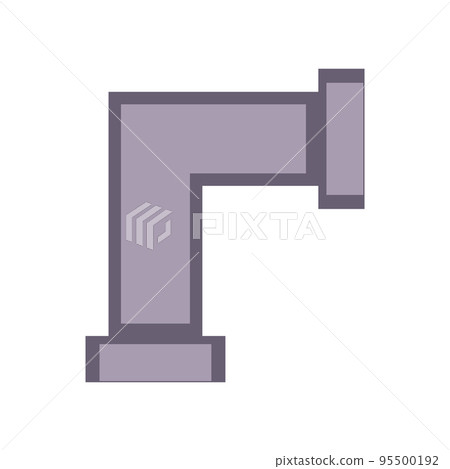 Metal pipe. Icon for pipeline and water tube construction. Industrial pipe for water or gas. Factory element connection equipment with flange. Part canalization vector illustration 95500192