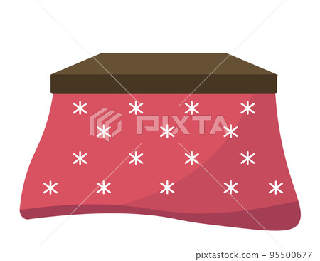 Kotatsu in winter. Kotatsu. Red kotatsu. An illustration 95500677