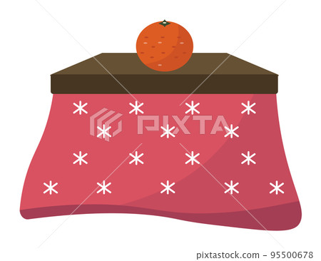 橘子和冬季被爐。小辰。紅色被爐。插圖 橘子和冬季被爐。小辰。紅色被爐。插圖 95500678