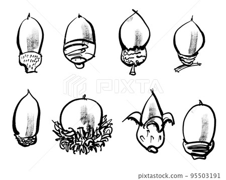 橡子手寫插圖（毛筆書寫風格） 95503191