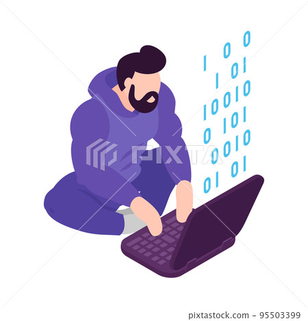 Isometric Hacker Illustration 95503399