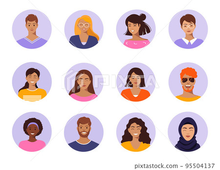 Set of portraits, avatars with cute vector characters Set of portraits, avatars with cute vector characters 95504137