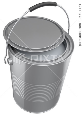 Open metal can or buckets of paint with handle on white background. Open metal can or buckets of paint with handle on white background. 95504474