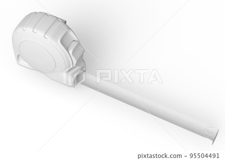 Carpenter measuring tape on white monochrome background with imperial units 95504491