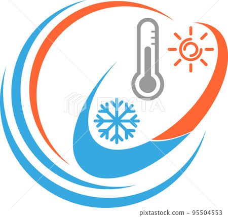 Snowflake, thermometer, temperature, sun, air conditioner, background, logo 95504553